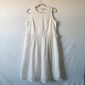 NWT Q&A Womens White Sleeveless Eyelet Embroidered Maternity A-Line Dress Size M
